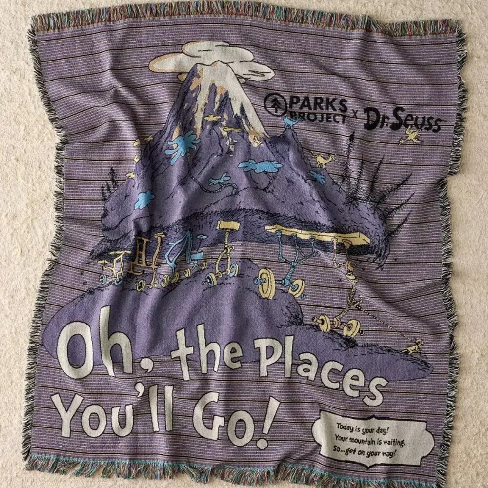 NWT Parks Project X Dr. Seuss Striped Woven Throw Blanket